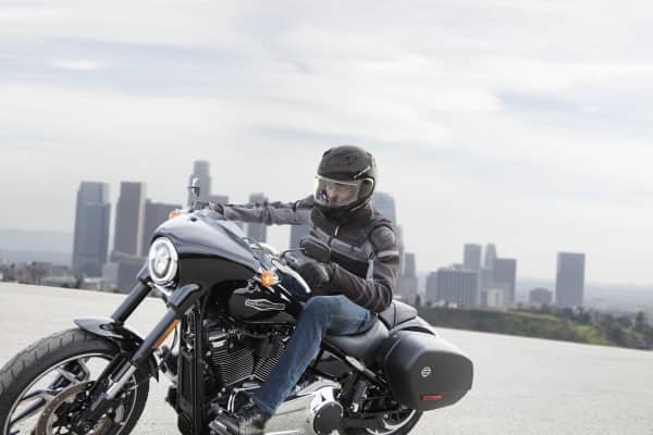 Stylized image of a motorcyclist wearing the Harley-Davidson MotorClothes FXRG collection.