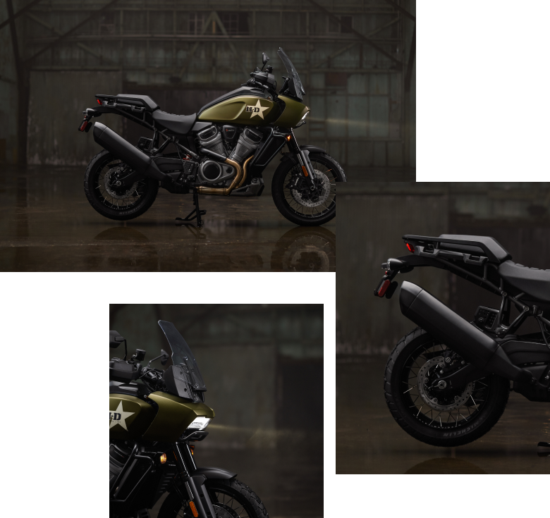 several harleys from different angles